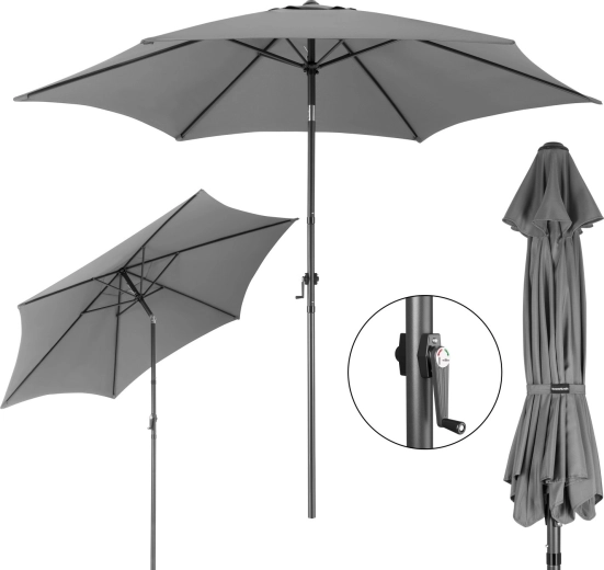 Folding garden parasol Bauerkraft 300 cm graphite 50UV