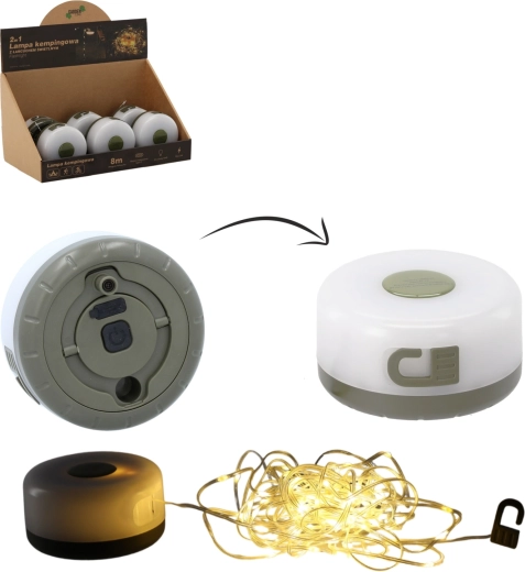 Camping LED Lamp with 8 m Light String, USB-C