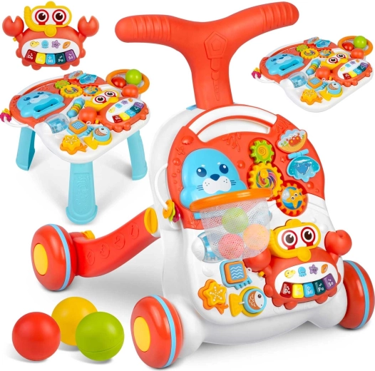Educatieve loopwagen, tafel en bord 3-in-1
