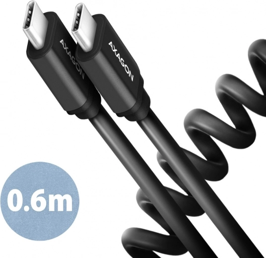 Twister USB‑C to USB‑C cable 0.6 m, USB 2.0, 3 A, aluminum, PVC, black