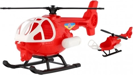 Red plastic helicopter 25 cm with opening cockpit - 1 piece
