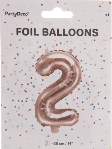 Folieballon cijfer 2 parelroze 35 cm