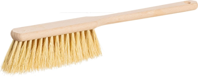 Hand brush made of unfinished wood with fibre bristles