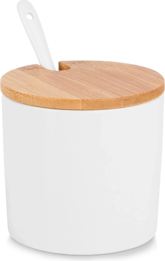 Sucrier en céramique avec couvercle en bambou et cuillère 250 ml