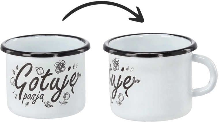 Gemailleerde mok 0,5 l wit met opschrift Gotuję z pasją