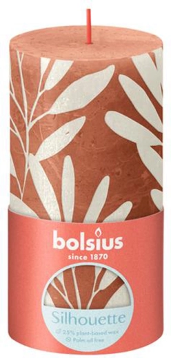 Bougie rustique corail et sauge 130 × 68 mm