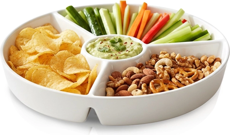 Porseleinen wit verdeeld voorgerechtbord 26 cm