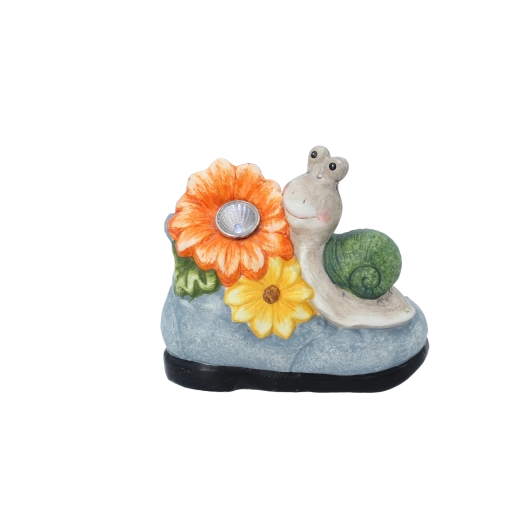 Décoration de jardin escargot avec fleur et lumière LED