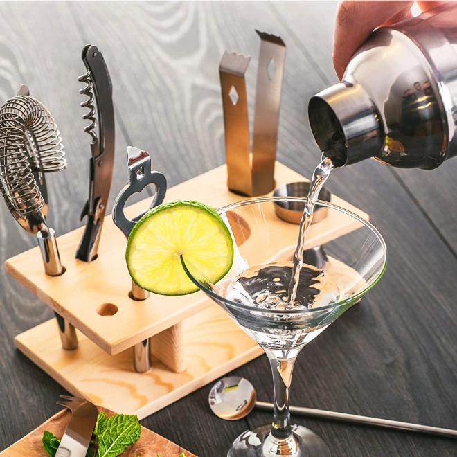 9-Piece Bartender Set with Bamboo Stand