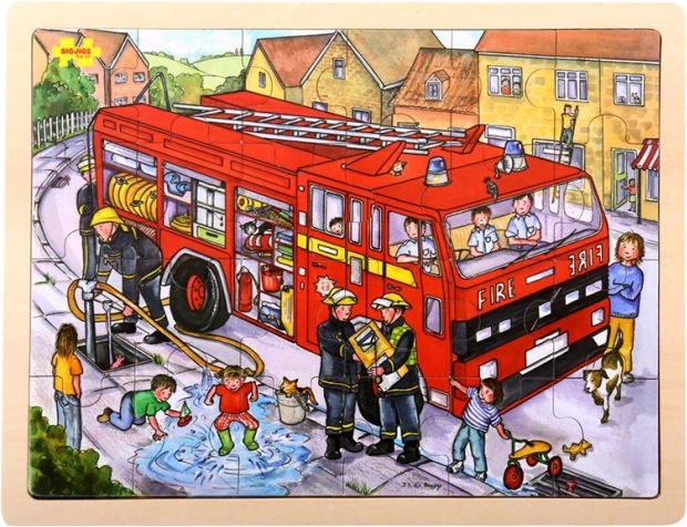 Bigjigs Toys houten puzzel Brandweer 24 stukjes
