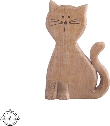 Chat en bois Mango Micka 30,5 cm