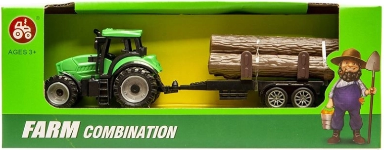 Kleiner Traktor mit Holzanhänger – 1 Stück