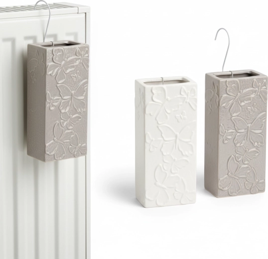 Keramischer Heizkörper-Luftbefeuchter mit Schmetterlingsmotiv, Farb-Mix, Set mit 6 Stück