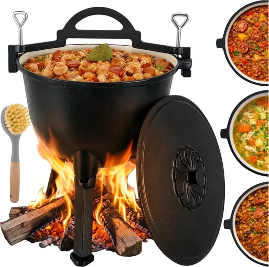 Cast-iron enamelled cauldron for campfire 10 l Kaminer