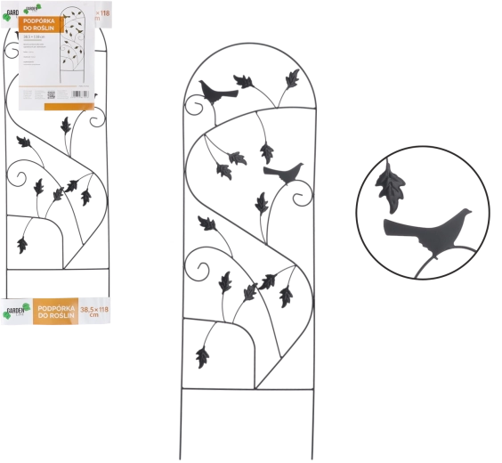 Metalen tuinsteun voor klimplanten 38,5 × 118 cm – zwart