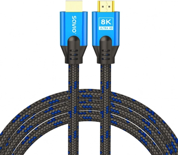 HDMI cable 2.1 3 m 8K blue‑black with gold‑plated connectors