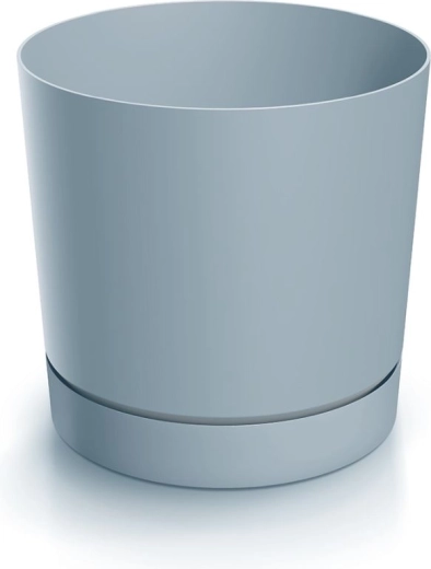 Cache-pot avec soucoupe TUBO P 10,8 cm gris clair