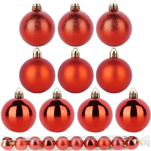 Onbreekbare rode kerstballen 5 cm – set van 10 stuks
