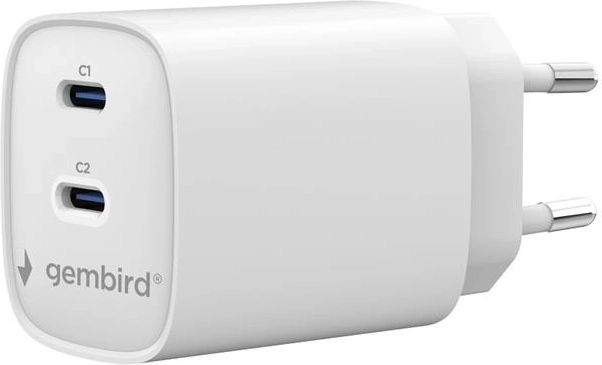 Gembird Universal-Ladegerät 2× USB‑C PD 45 W weiß
