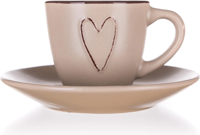 Tasse en céramique avec soucoupe 80 ml HEART beige