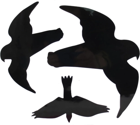 Silhouette de rapace – autocollants anti-collision des oiseaux contre le verre, lot de 3 pcs