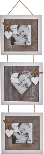 Solid Heart Hanging Photo Frame for 3 Photos