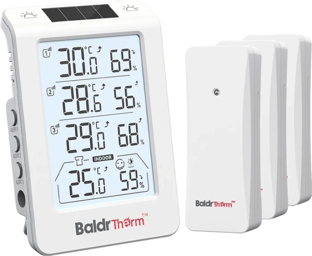 Baldrtherm Dreikanal-Thermo-Hygrometer mit automatischer Hintergrundbeleuchtung