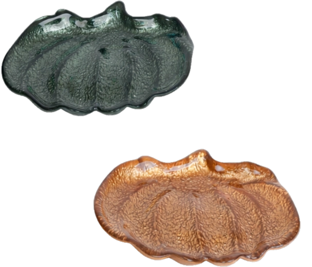 Glass pumpkin-shaped serving plate – assorted colors
