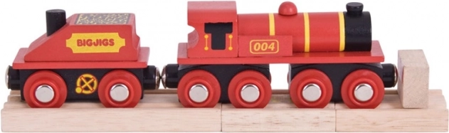 Bigjigs Rail rode locomotief met wagon
