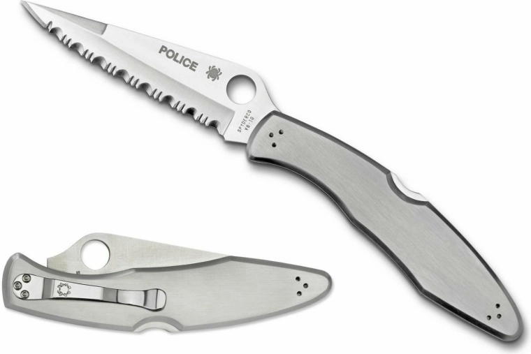 Spyderco Police serrated pocket knife, all-steel 10.7 cm
