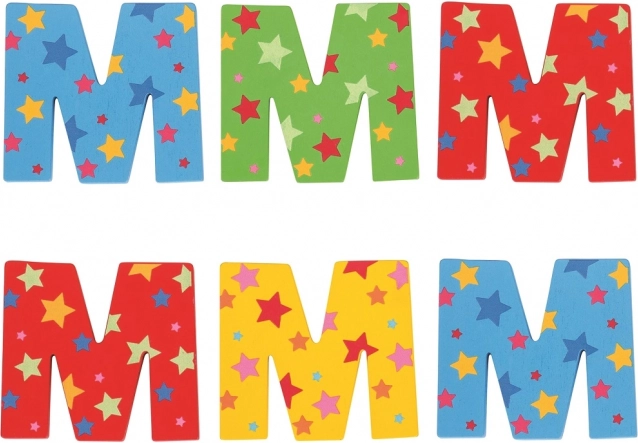 Buntes Holzbuchstabe Sternchen M
