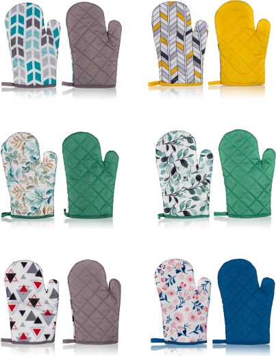 Küchenhandschuhe BASIC mit Aufhängeschlaufe, Polyester, 27 × 17 cm, Set 2 Stk., Motiv-Mix