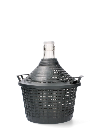 Glas-Demijohn 5 l mit schmaler Mündung und Kunststoffkorb