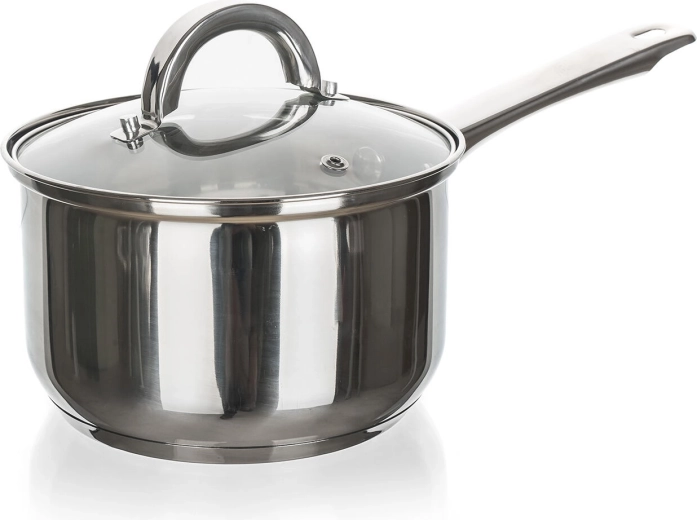 Casserole en inox avec couvercle en verre 16 cm 1,9 l CUISINO