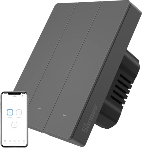 Intelligenter WLAN-Wandschalter SONOFF M5, 3-Kanal, graphit