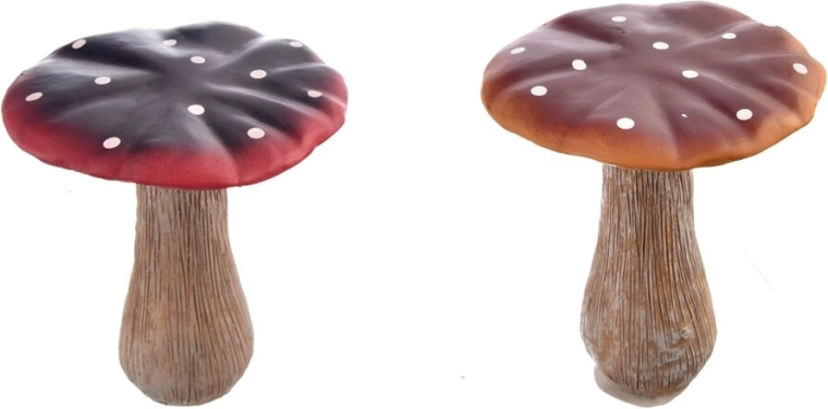 Decorative polyresin mushroom, red-brown, 14 cm (2 variants)