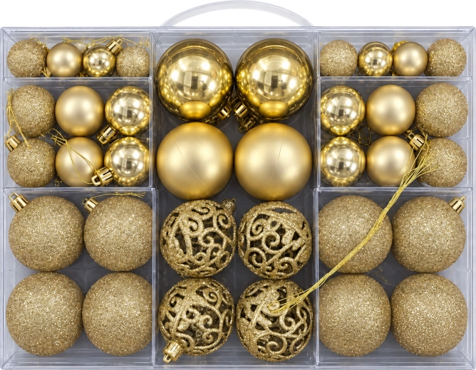 Unbreakable Christmas tree ornaments, set of 100 pieces