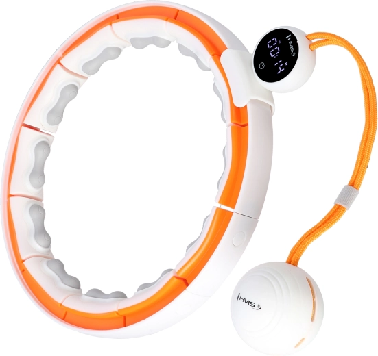 Massage hula hoop HMS with weight, magnets and counter – white/orange
