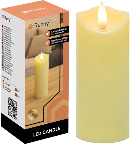 Ruhhy bougie LED – insert pour lanterne funéraire 12,5 cm, blanc chaud, flamme vacillante - 1 pièce