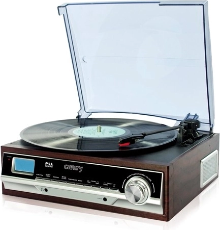 Retro turntable with radio, 3 speeds and built-in speakers