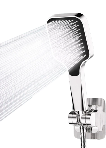 Pommeau de douche avec 3 modes, flexible et support