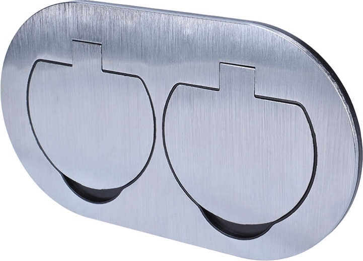 Solight inbouw vloerdubbelstopcontact met ronde klepjes IP55
