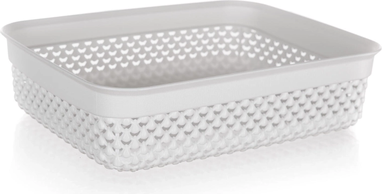 Plastikkorb in Rattanoptik weiß 2,2 l 24,5 × 19,5 × 6 cm