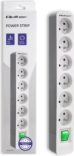 Extension Cable with 6 Sockets 1.8m White and Grey