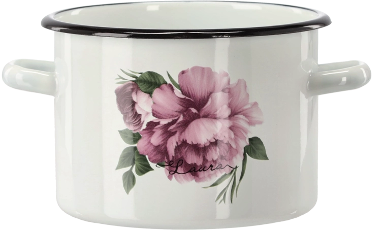 Marmite émaillée 3 l, 18 cm, blanche Pivoňka LAURA