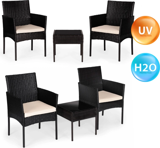 technorattan garden set for 2 with armchairs and table, black, MultiGarden