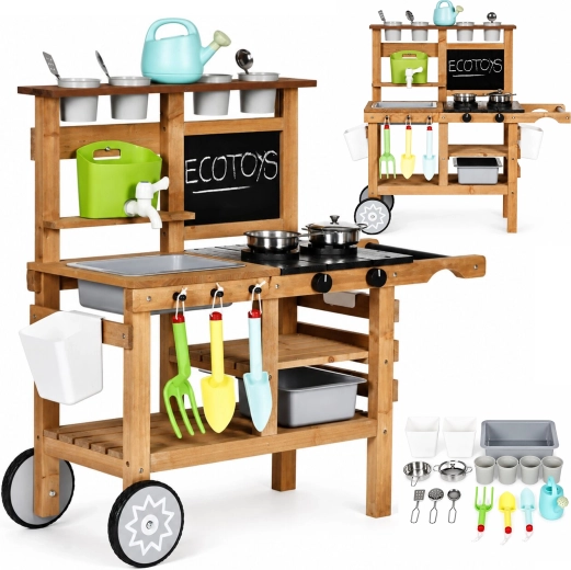 Buitenspeelkeuken voor kinderen van natuurlijke materialen ECOTOYS