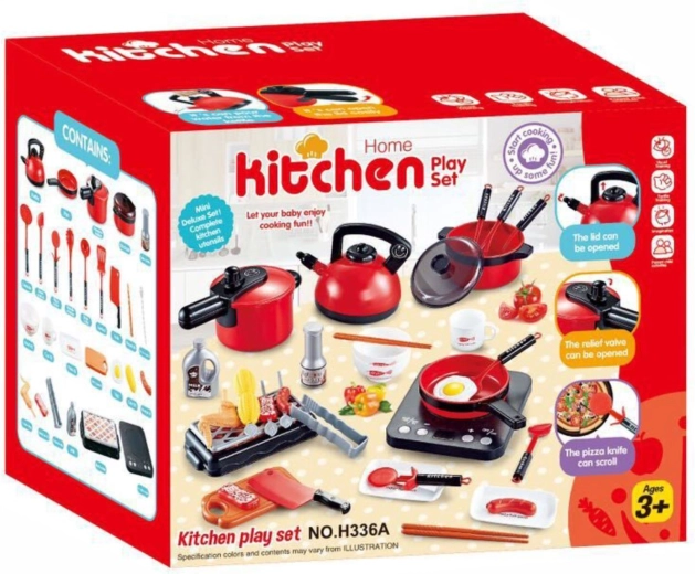 Kinderkeukenset met accessoires 36 delen rood