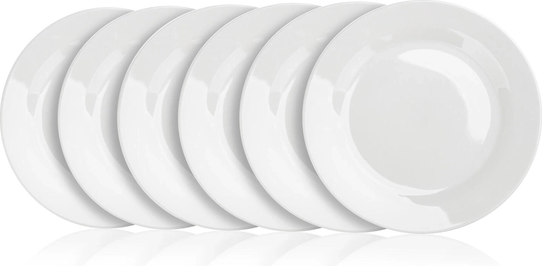 Set de 6 assiettes plates en porcelaine 24 cm Basic, blanc