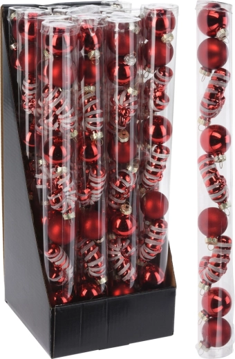 Glazen kerstballen rood 3 cm, set van 9 stuks